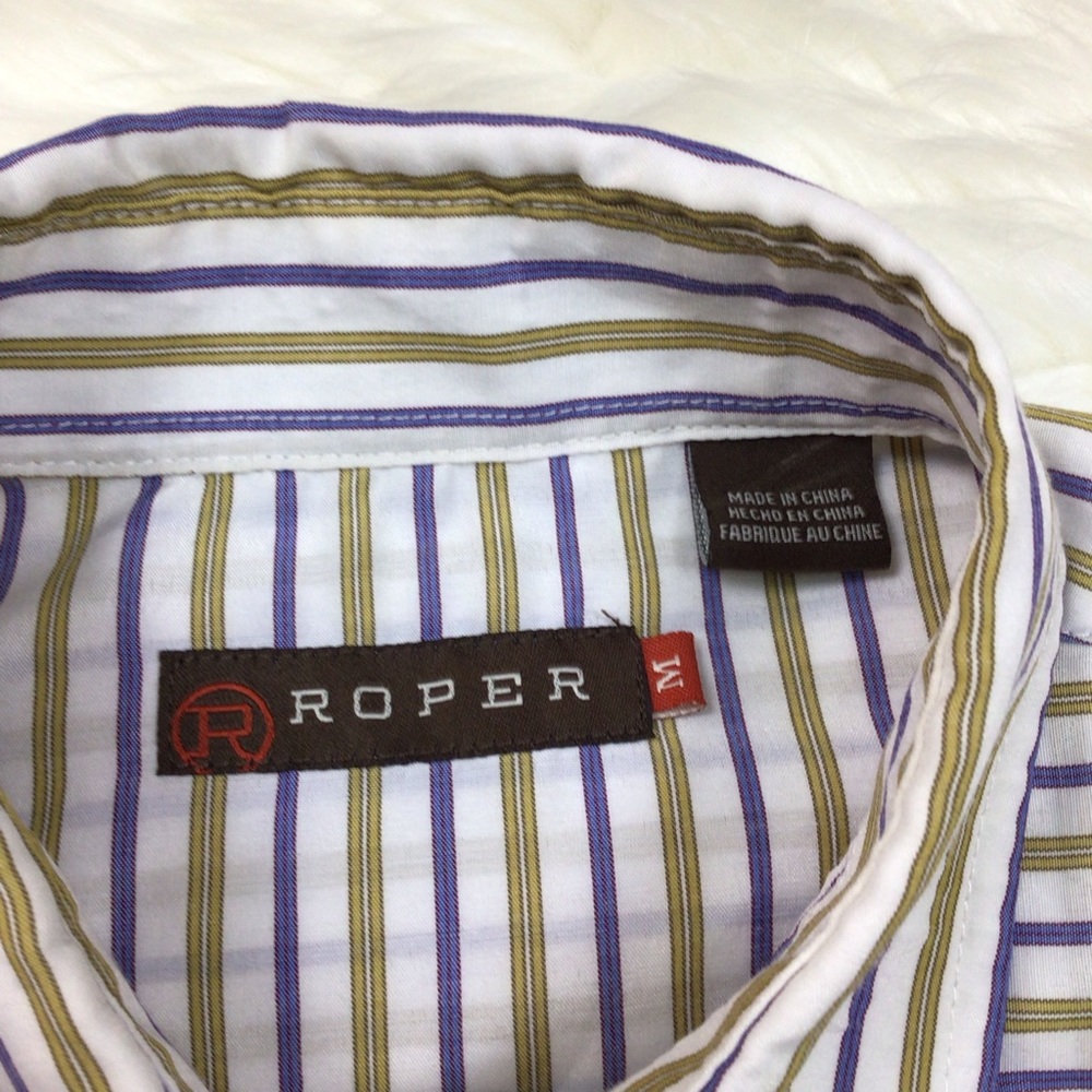 Vtg Roper Pearl Snap Striped Western Rodeo - Picture 2 of 7